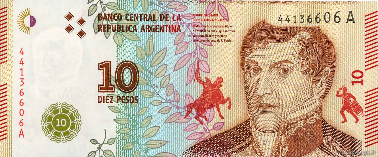 10 Pesos ARGENTINE  2016 P.360 NEUF