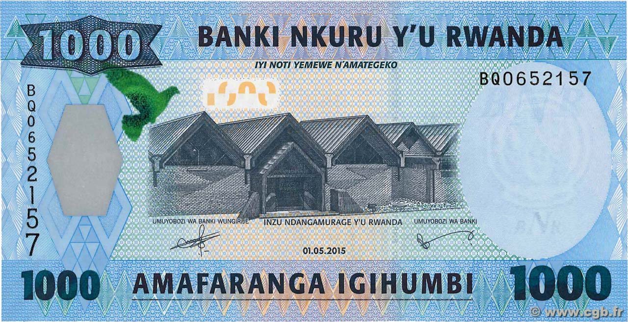 1000 Francs RWANDA 2015 P.39 NEUF
