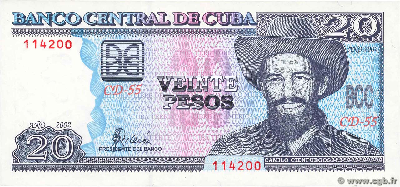 20 Pesos CUBA 2002 P.118d UNC
