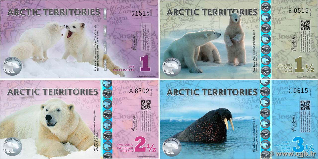 Lot de 4 Polar Dollars LOTS 2012 P.- UNC