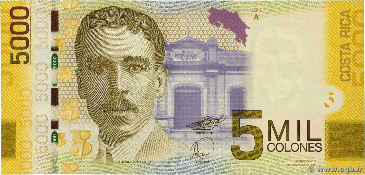 5000 Colones COSTA RICA 2009 P.276a NEUF