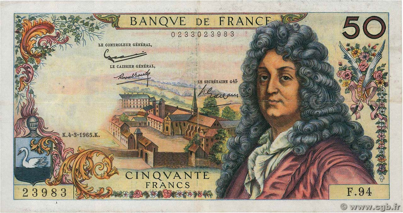 50 Francs RACINE FRANCIA 1965 F.64.08 q.BB
