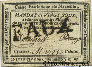20 Sous Faux FRANCE régionalisme et divers Marseille 1792 Kc.13.087 TTB