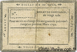 20 Sols Non émis FRANCE régionalisme et divers Beaune 1791 Kc.21.002 TTB