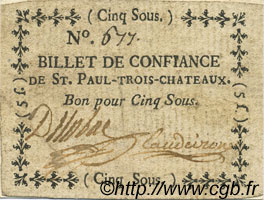 5 Sous FRANCE regionalismo y varios Saint Paul Trois Chateaux 1792 Kc.26.194a MBC