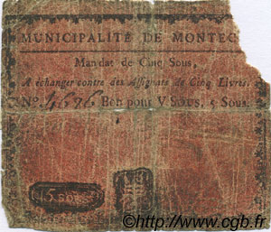 5 Sous FRANCE regionalism and miscellaneous Montech 1792 Kc.31.100 P