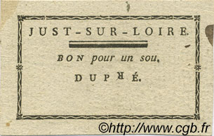 1 Sou FRANCE régionalisme et divers Just Sur Loire 1792 Kc.69.022 SUP