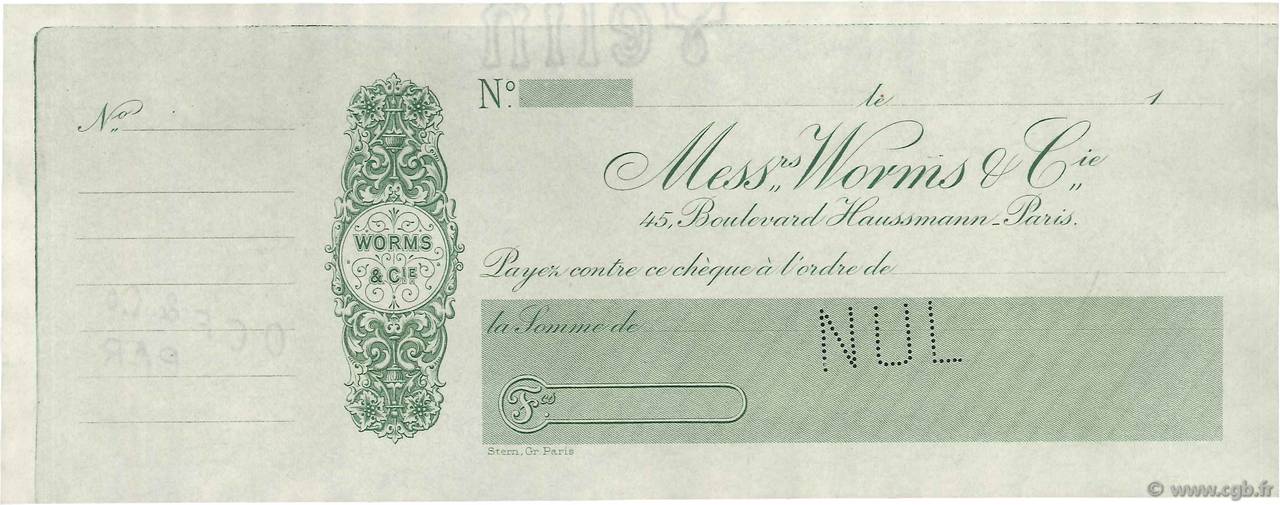 Francs Non émis FRANCE régionalisme et divers Paris 1895 DOC.Chèque SPL
