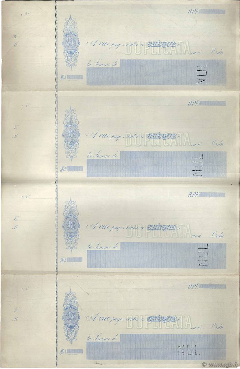 Francs Planche FRANCE regionalism and miscellaneous Noyon 1865 DOC.Chèque VF