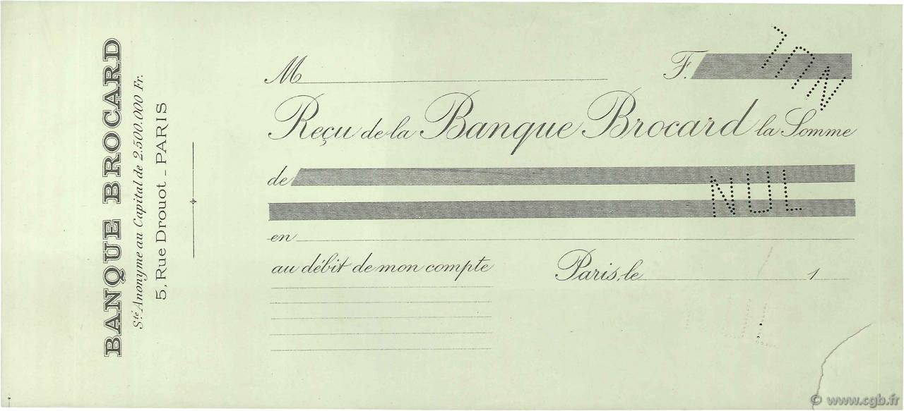 Francs Non émis FRANCE régionalisme et divers Paris 1880 DOC.Reçu TTB