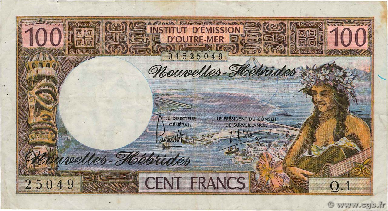100 Francs NOUVELLES HÉBRIDES  1975 P.18c TB+