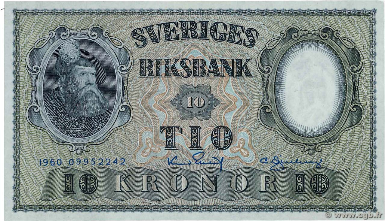 10 Kronor SUÈDE  1960 P.43h pr.NEUF