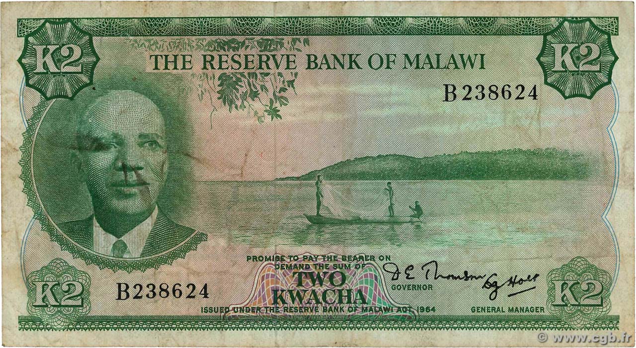 2 Kwacha MALAWI  1971 P.07a TB