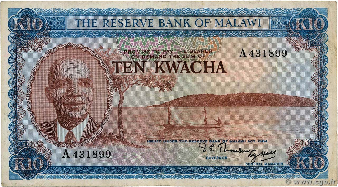 10 Kwacha MALAWI  1971 P.08a VF