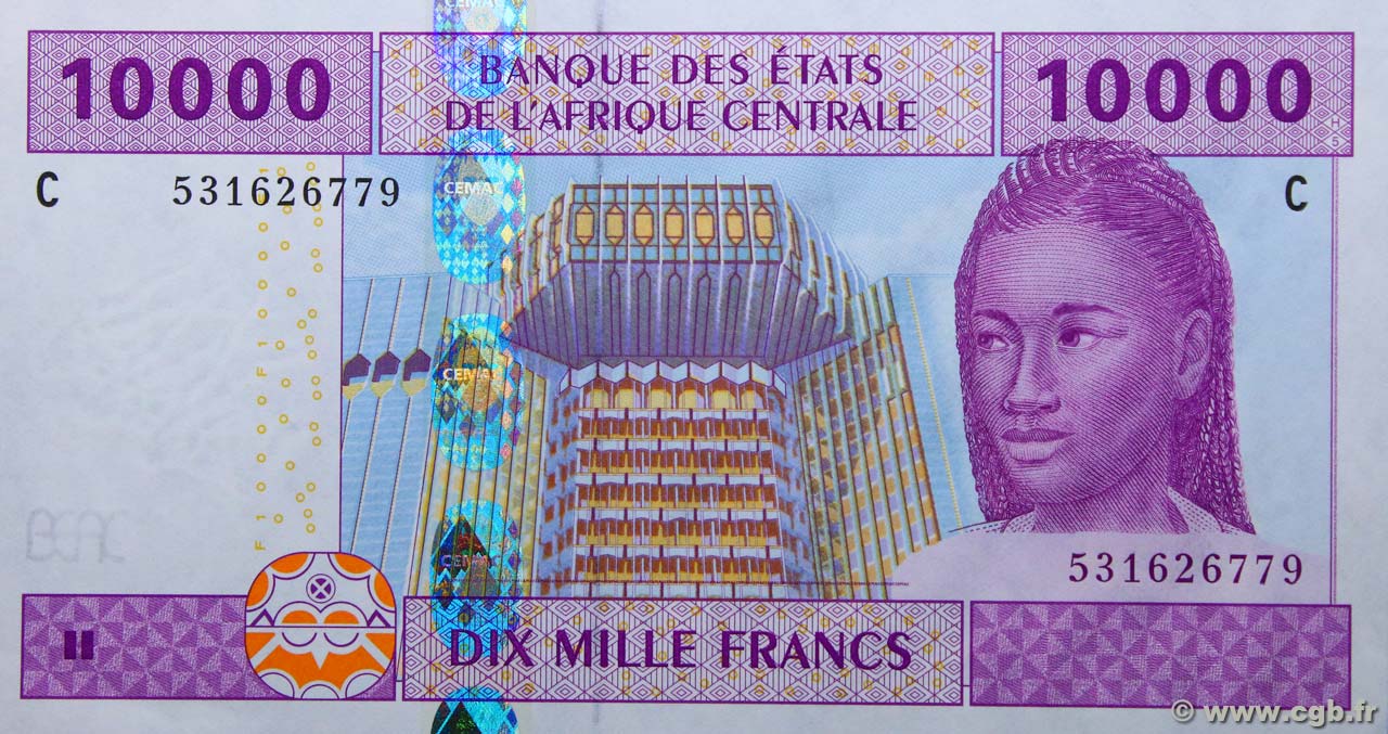 10000 Francs STATI DI L  AFRICA CENTRALE  2002 P.610C q.FDC