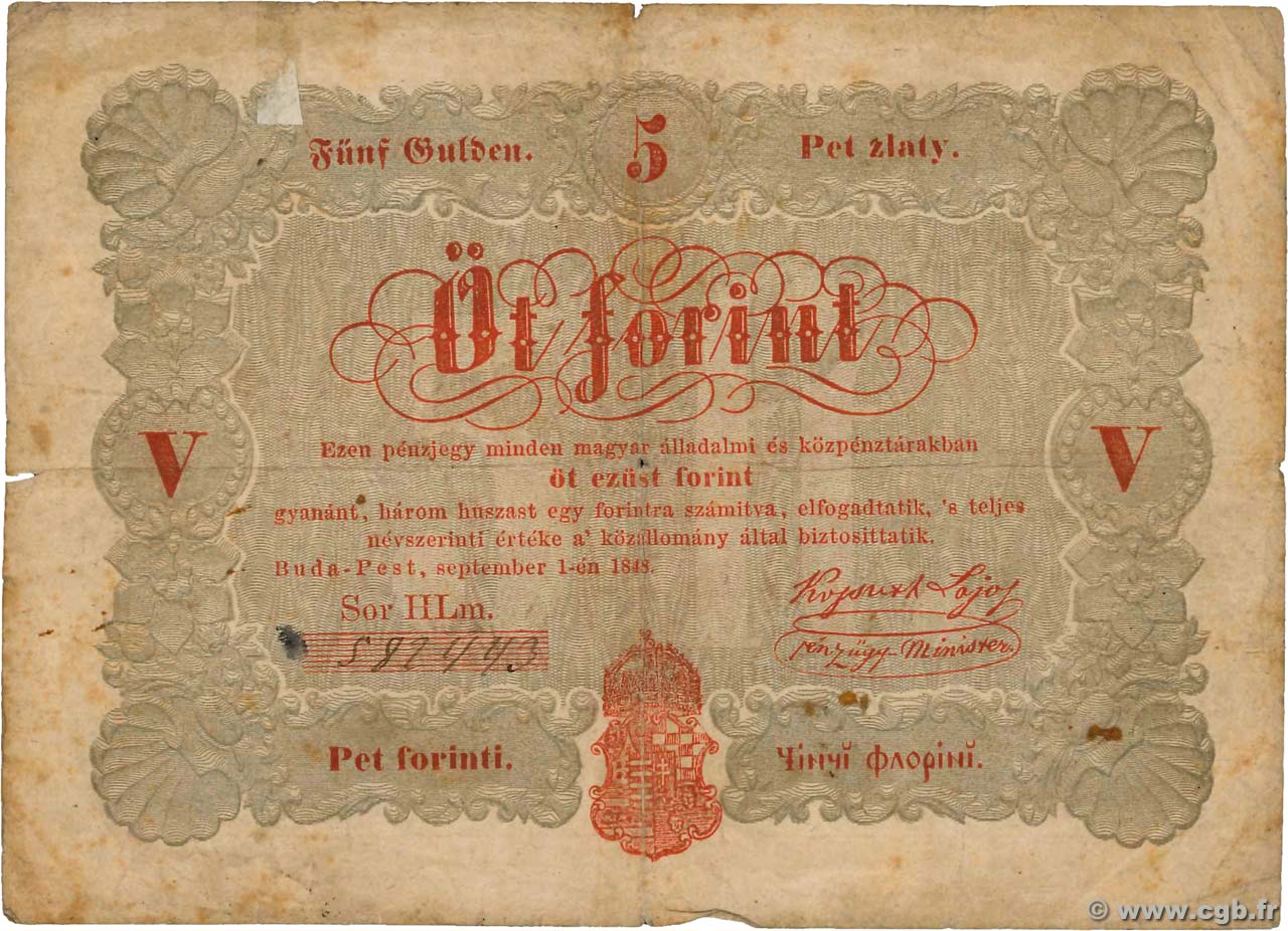 5 Forint HONGRIE  1848 PS.116a TB