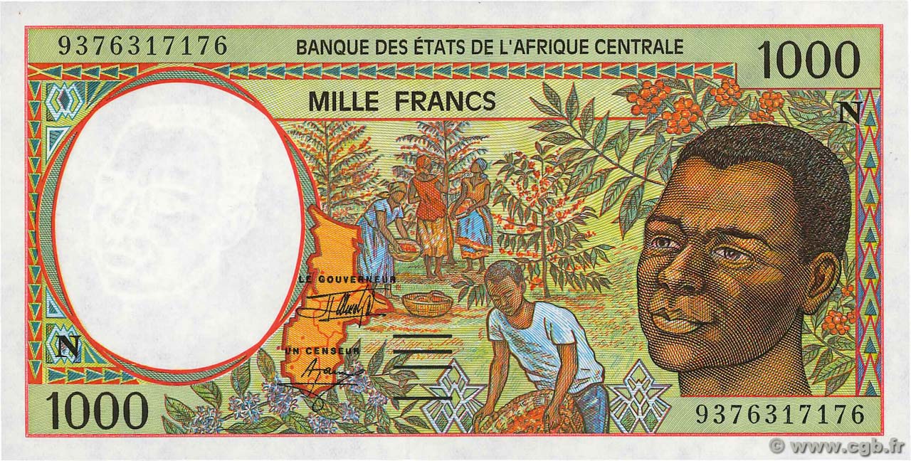 1000 Francs ÉTATS DE L AFRIQUE CENTRALE  1993 P.502Na SUP+