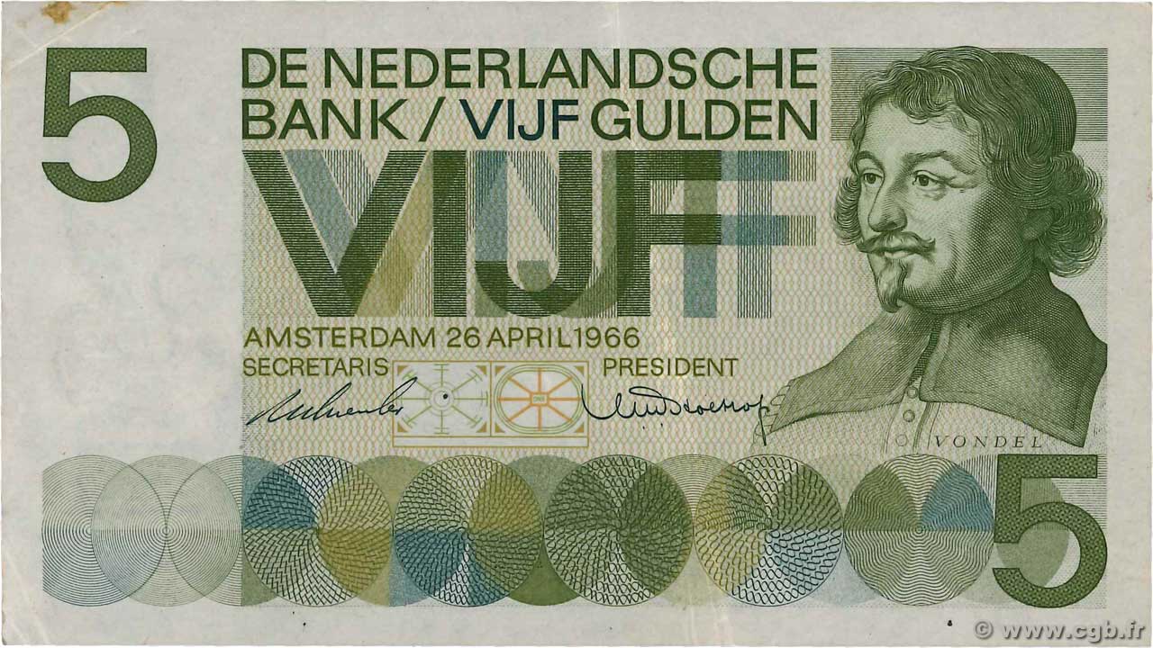 5 Gulden PAíSES BAJOS  1966 P.090a MBC