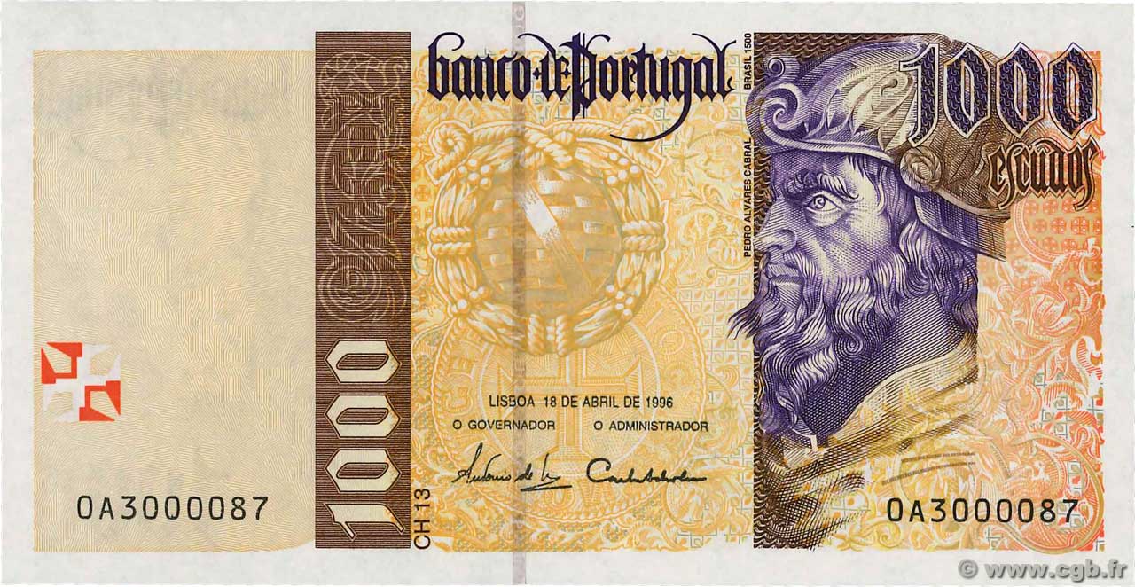 1000 Escudos PORTUGAL  1996 P.188a NEUF