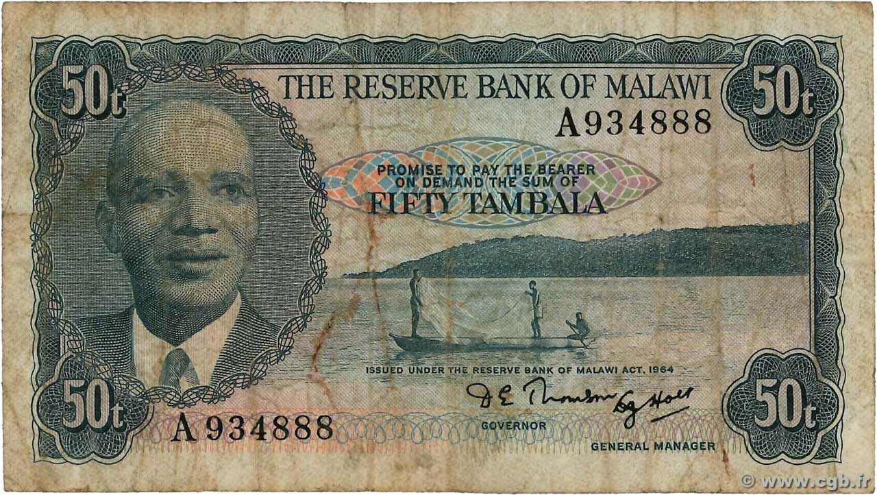 50 Tambala MALAWI  1971 P.05a B+