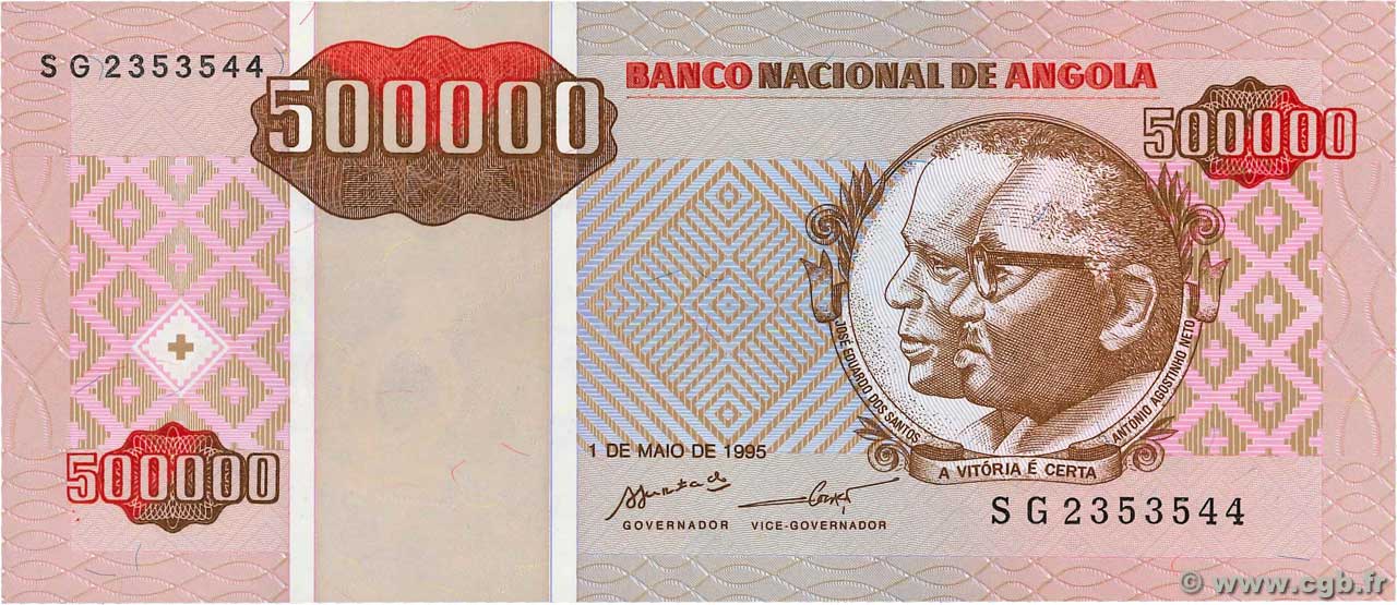 500000 Kwanzas Reajustados ANGOLA 1995 P.140 UNC