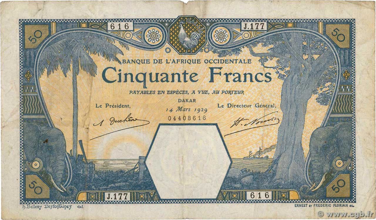 50 Francs DAKAR FRENCH WEST AFRICA (1895-1958) Dakar 1929 P.09Bc F