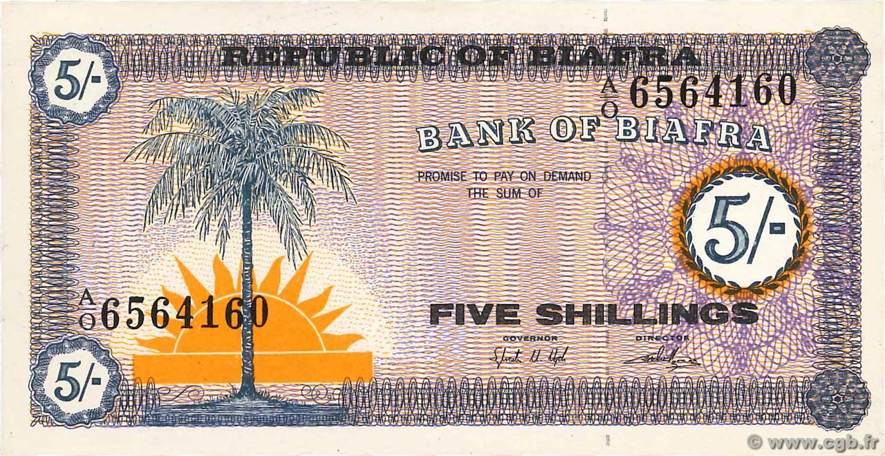 5 Shillings BIAFRA 1967 P.01 UNC
