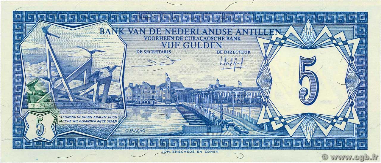 5 Gulden NETHERLANDS ANTILLES 1984 P.15b UNC