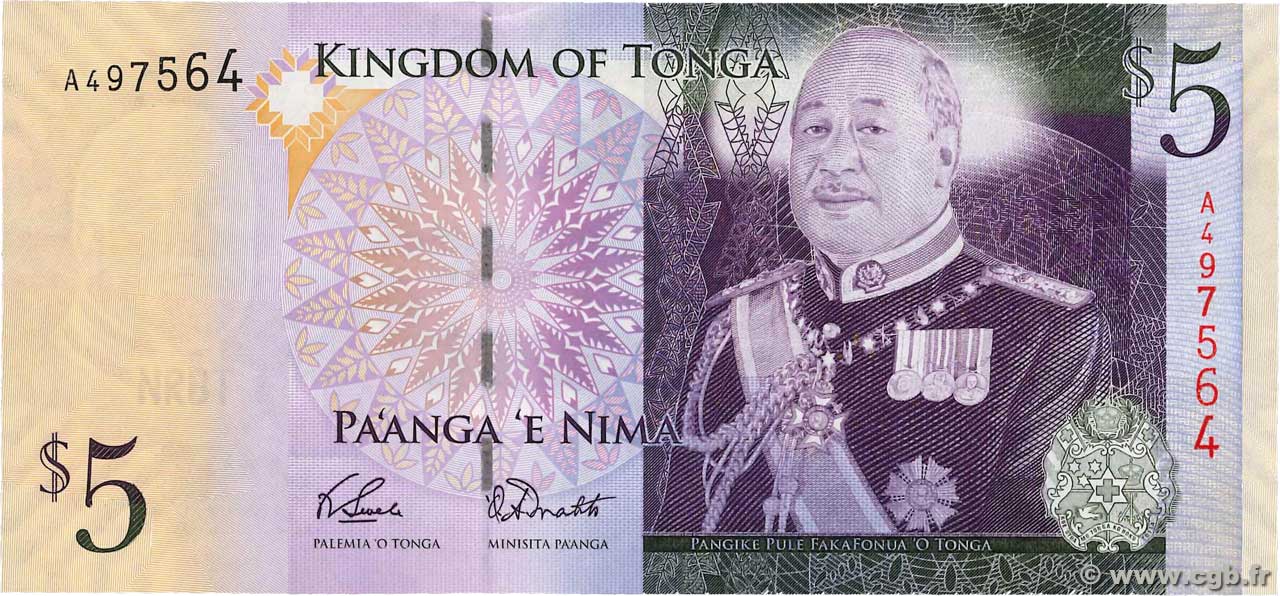 5 Pa anga TONGA 2008 P.39 UNC-