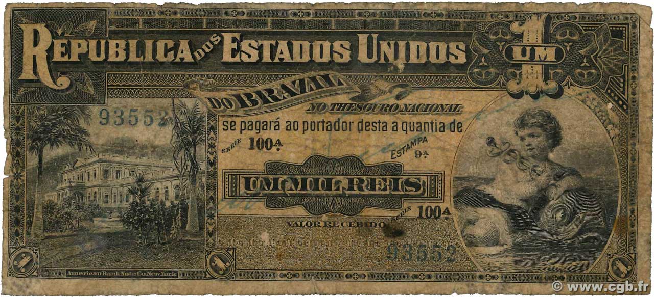 1 Mil Reis BRASILIEN  1917 P.005a SGE