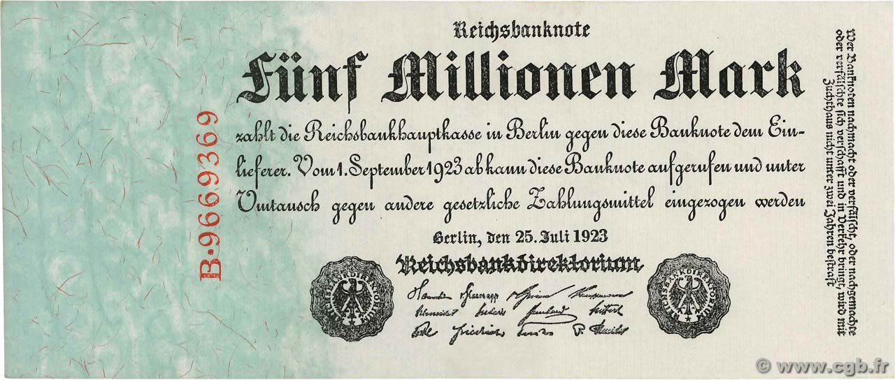 5 Millions Mark ALLEMAGNE 1923 P.095 NEUF