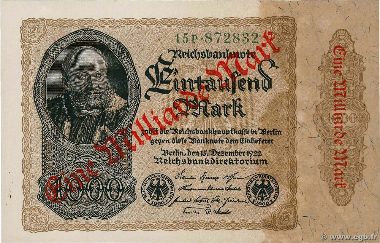 1 Milliard Mark ALLEMAGNE 1923 P.113a pr.NEUF