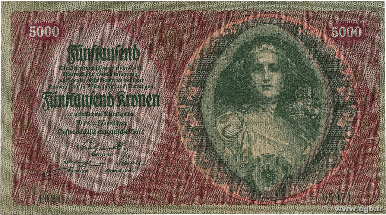 5000 Kronen AUTRICHE 1922 P.079 SUP