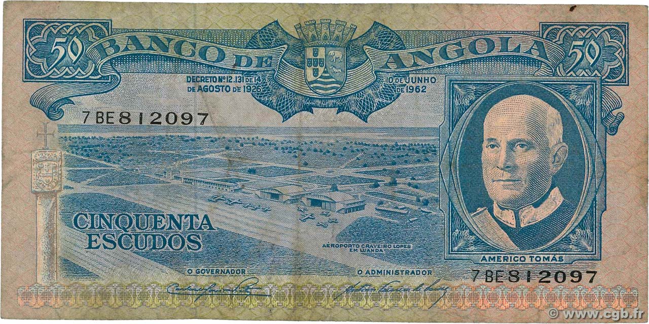 50 Escudos ANGOLA 1962 P.093 TB