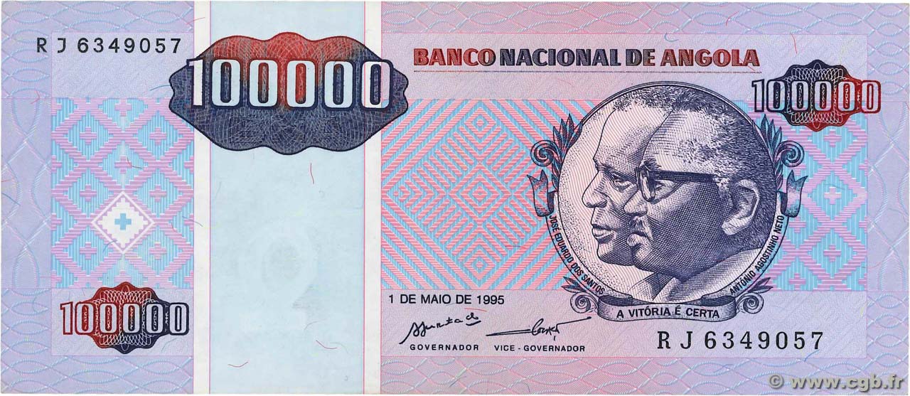 100000 Kwanzas Reajustados ANGOLA 1995 P.139 SPL
