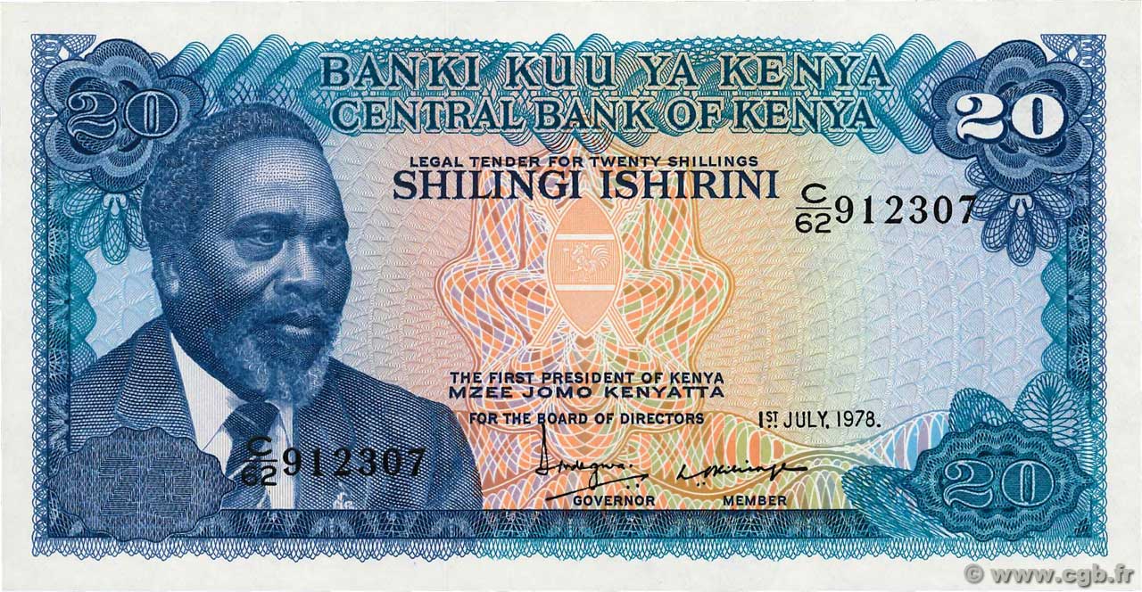20 Shillings KENYA 1978 P.17 UNC