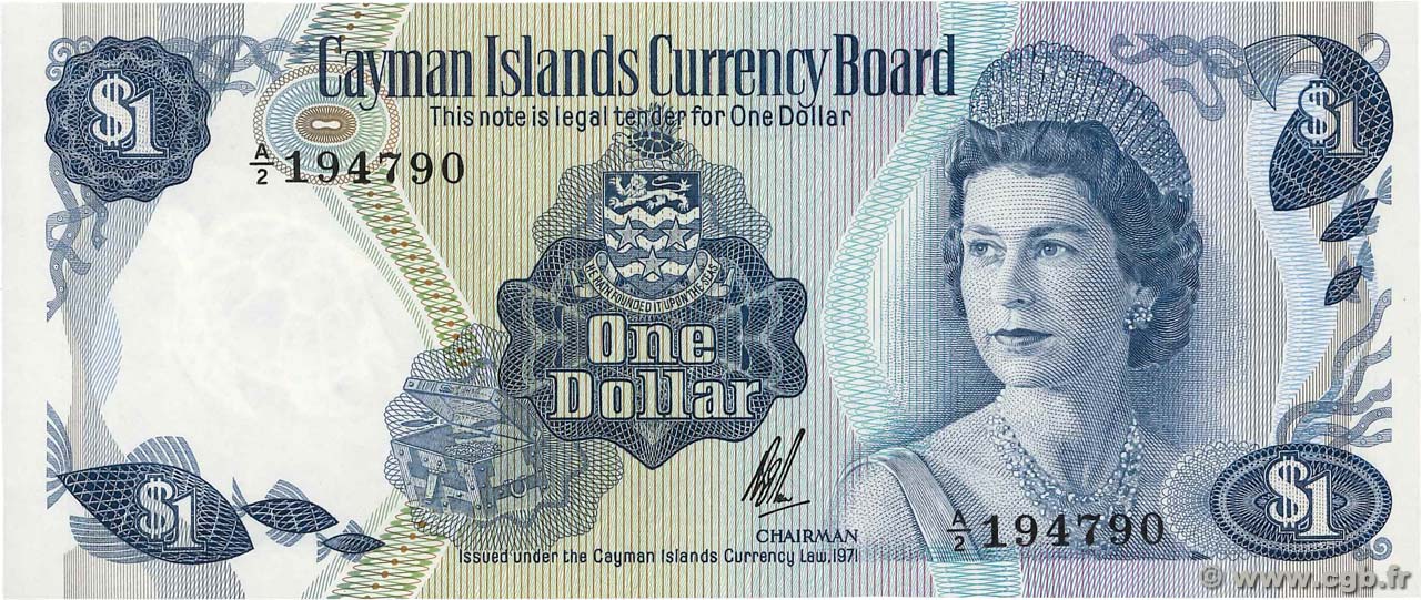 1 Dollar ÎLES CAIMANS 1972 P.01b pr.NEUF