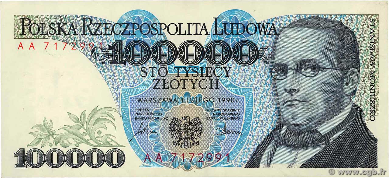 100000 Zlotych POLOGNE 1990 P.154a SPL