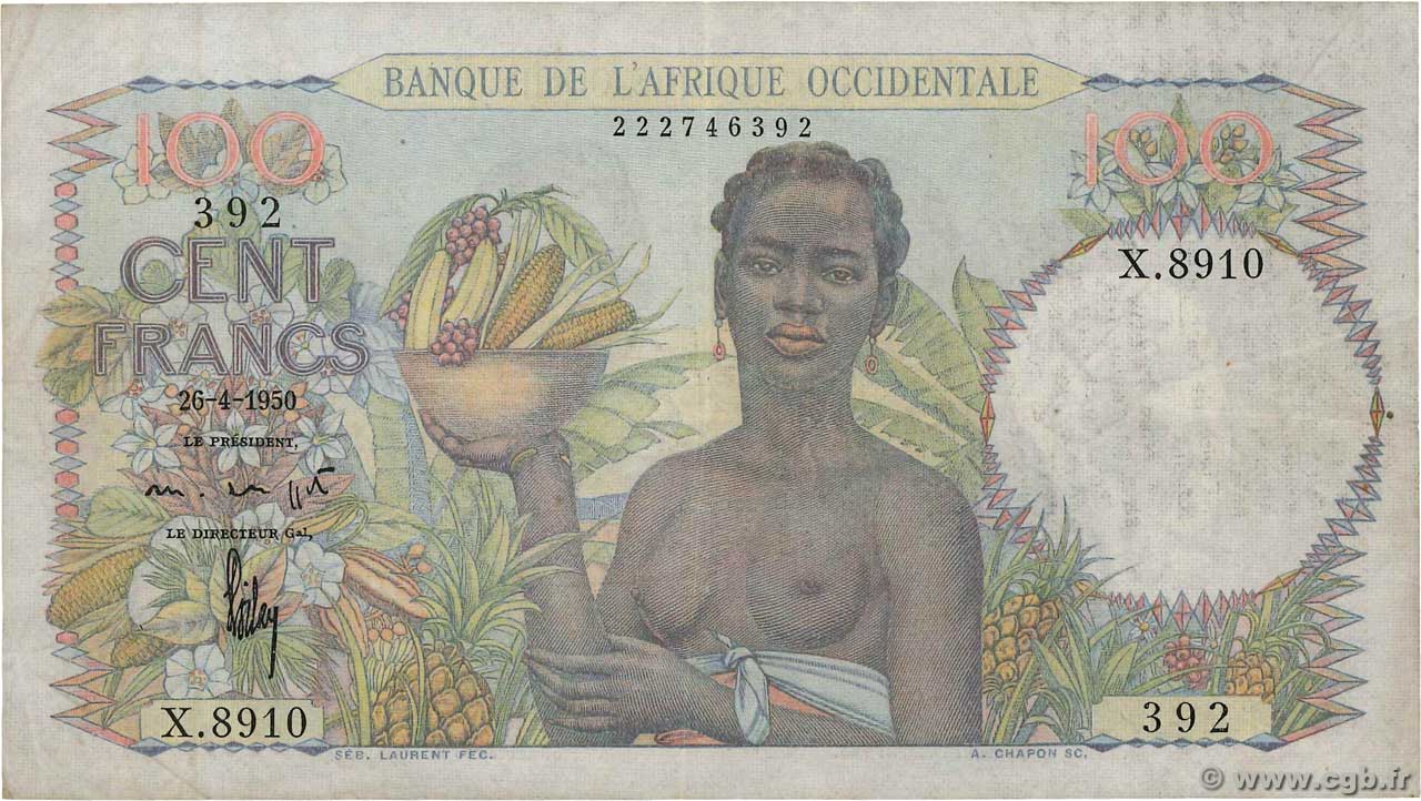 100 Francs AFRIQUE OCCIDENTALE FRANÇAISE (1895-1958) 1950 P.40 TTB
