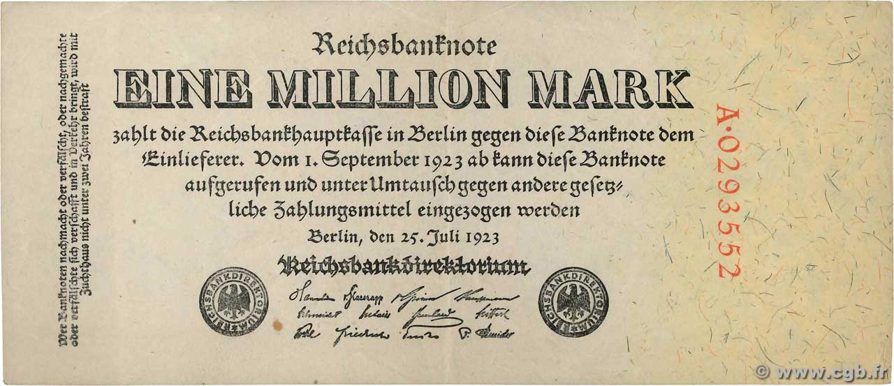 1 Million Mark ALLEMAGNE 1923 P.094 TTB