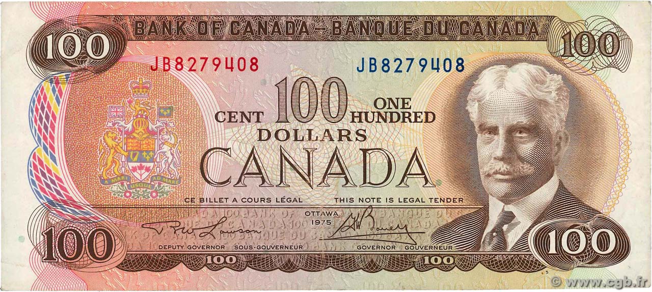 100 Dollars CANADA 1975 P.091a TTB