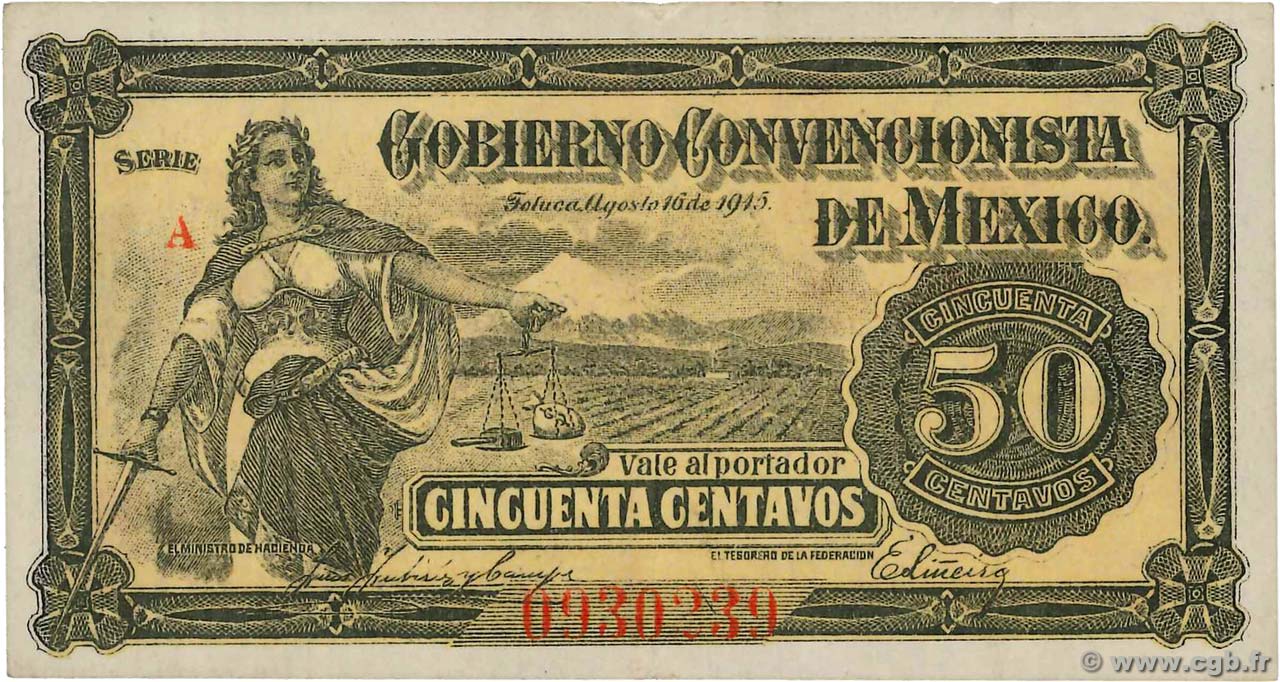 50 Centavos MEXIQUE Toluca 1915 PS.0882 SUP