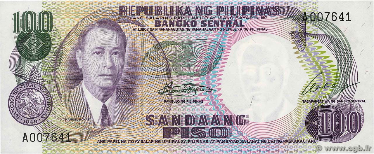 100 Piso PHILIPPINES 1969 P.147a NEUF