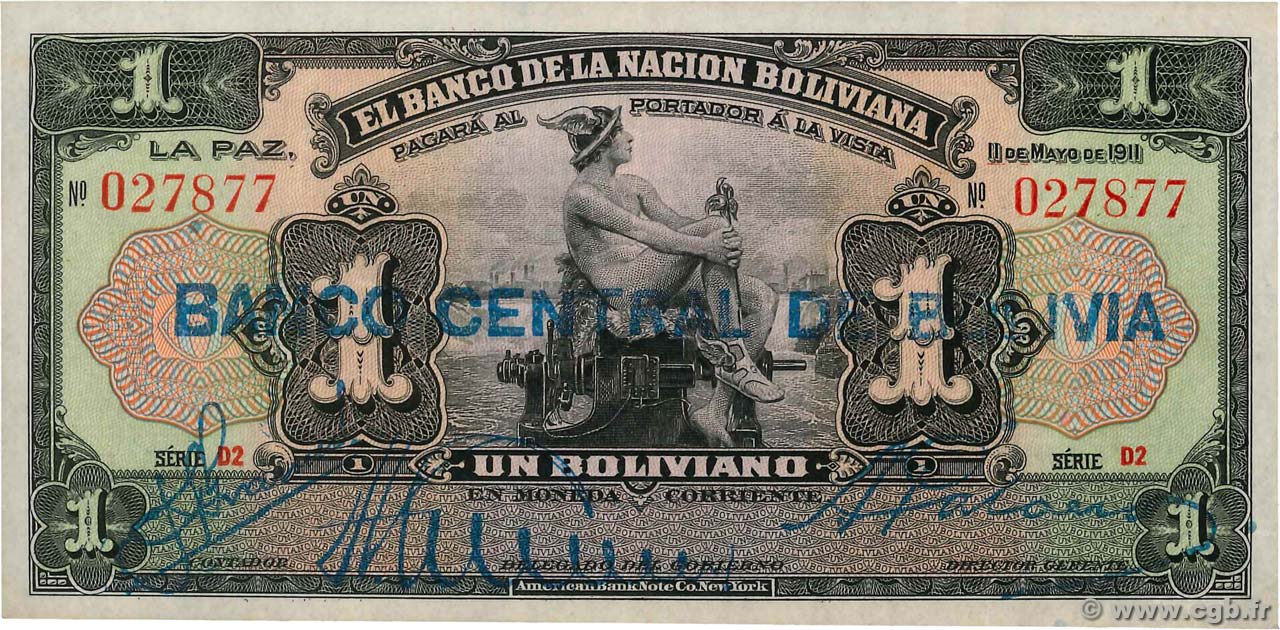 1 Boliviano BOLIVIA 1929 P.112 AU