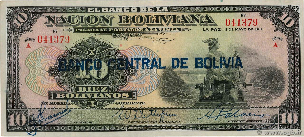 10 Bolivianos BOLIVIA 1929 P.114a XF