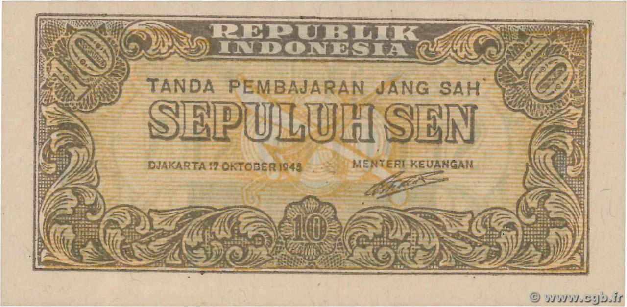 10 Sen INDONESIA 1945 P.015b UNC