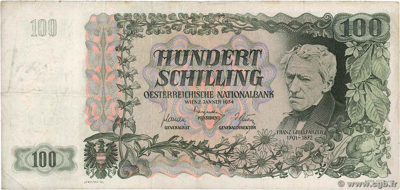 100 Schilling AUTRICHE 1954 P.133a TB