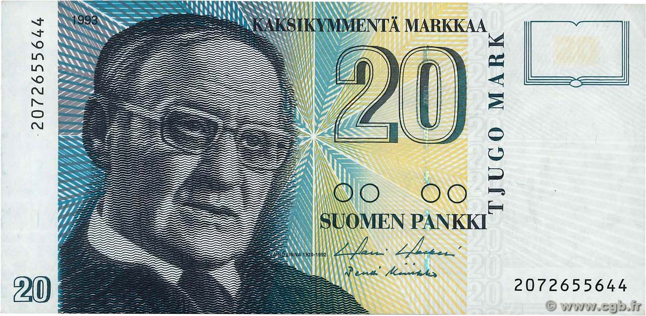 20 Markkaa FINLANDE 1986 P.122 TTB