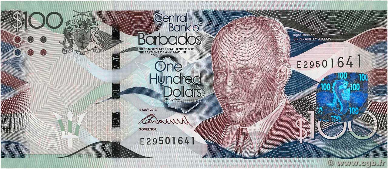 100 Dollars BARBADOS 2016 P.78 UNC-