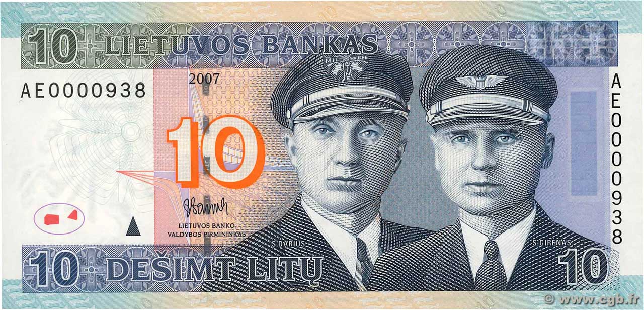 10 Litu Petit numéro LITUANIE 2007 P.68 NEUF